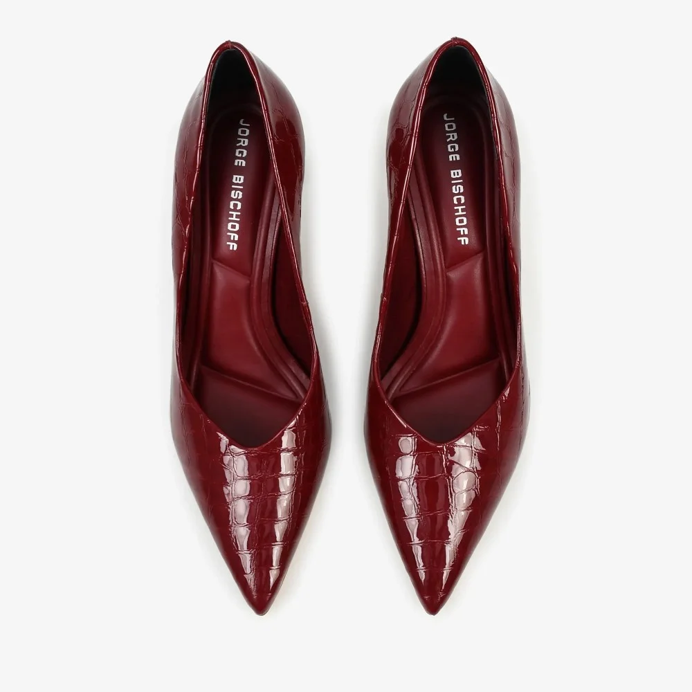 Scarpin Jorge Bischoff Vinho Cabernet Couro Croco Vinho 3
