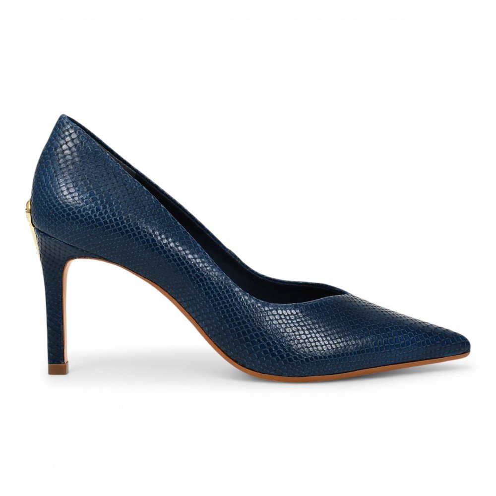 Scarpin Jorge Bischoff Salto Médio Bico Fino Couro Snake
