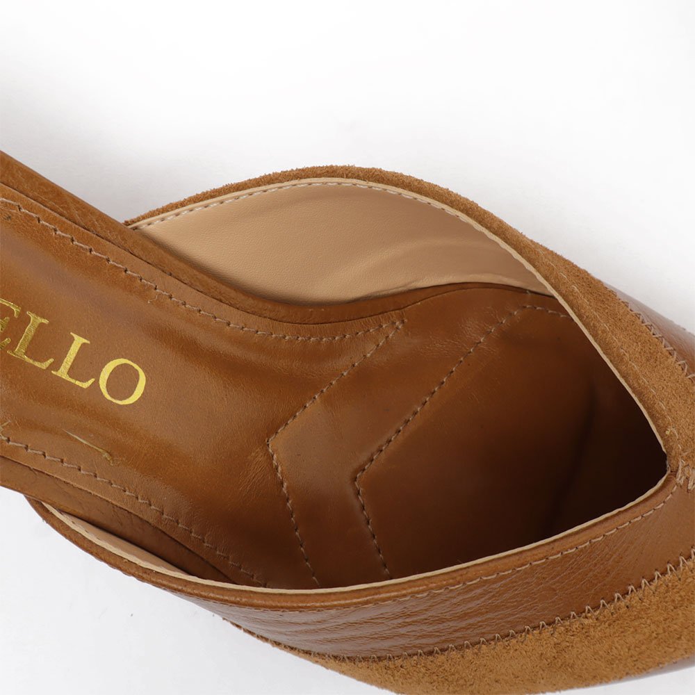 Mule Cecconello Salto Baixo Bico Fino Couro Caramelo 8