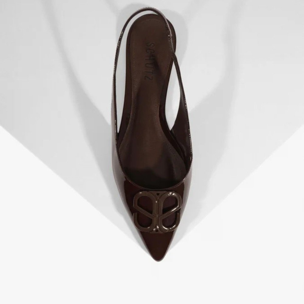Sapatilha Schutz Slingback Femme Icon Couro Marrom 5