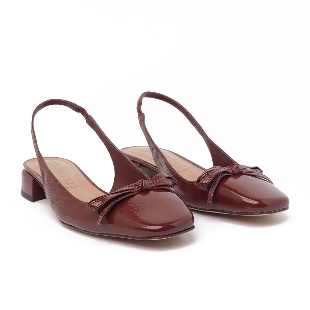 Slingback Vicenza Salto Baixo Laço Marrom 3