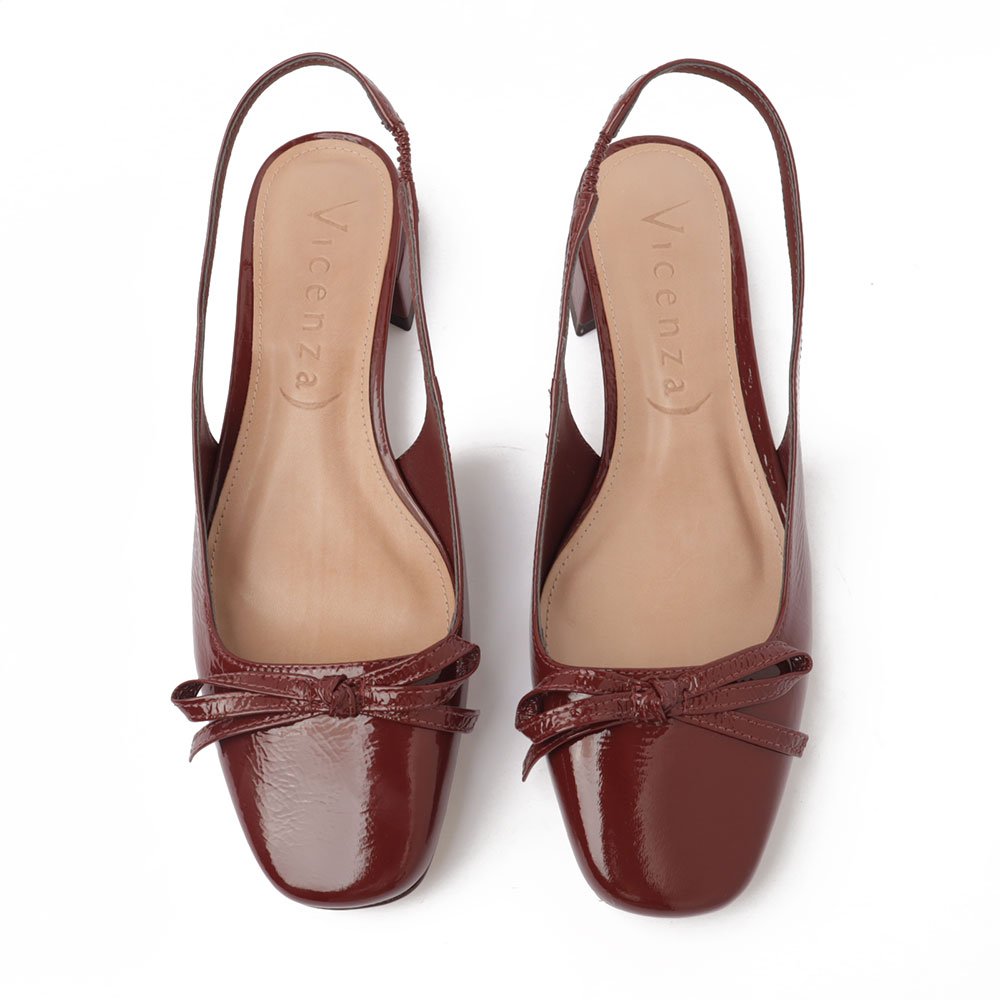 Slingback Vicenza Salto Baixo Laço Marrom 4