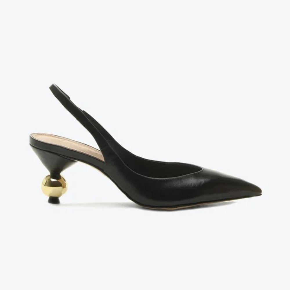 Slingback Vicenza Salto Geométrico Médio Bico Fino Couro
