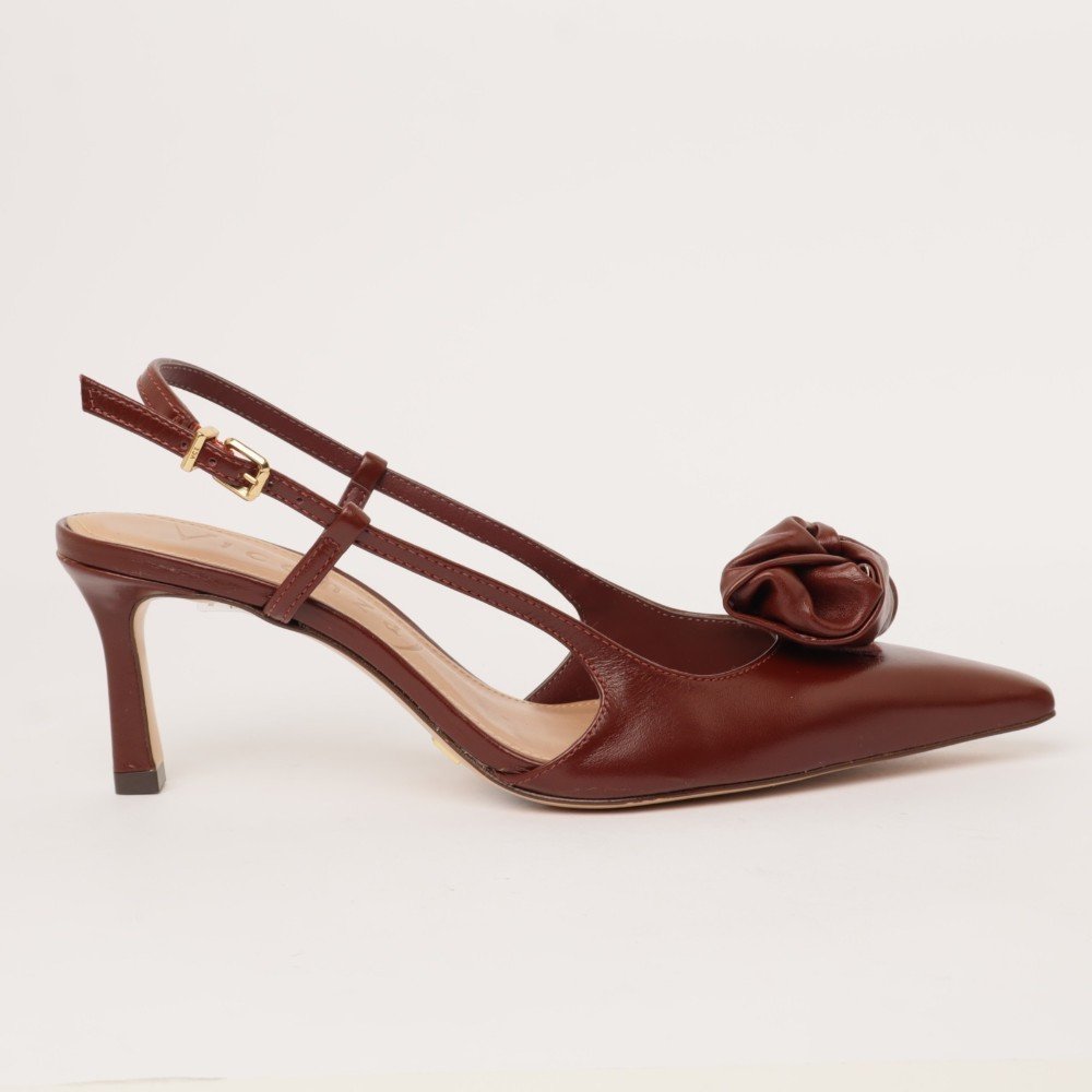 Scarpin Peep Toe Vicenza Bico Fino Salto Médio Couro