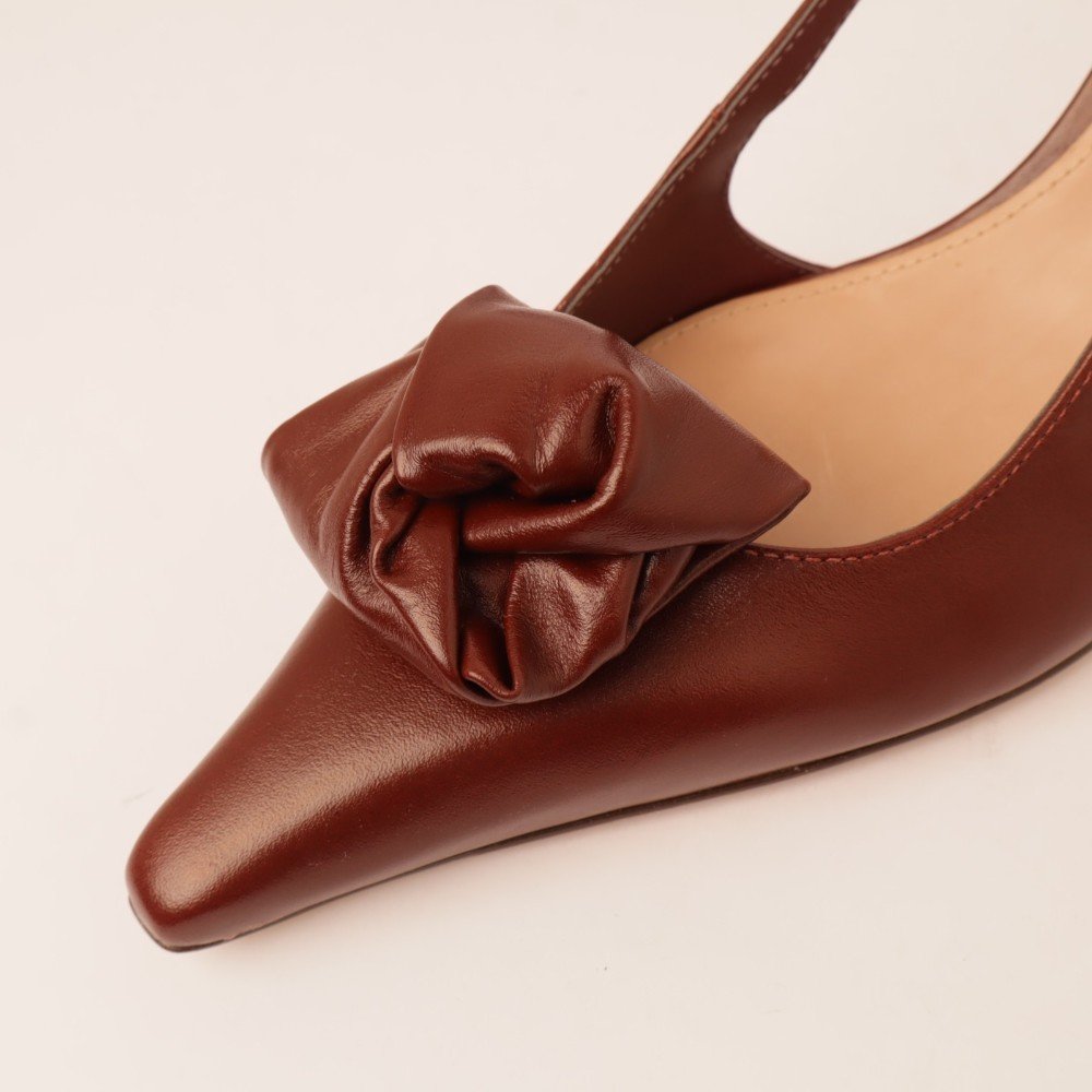 Scarpin Peep Toe Vicenza Bico Fino Salto Médio Couro Marrom 7