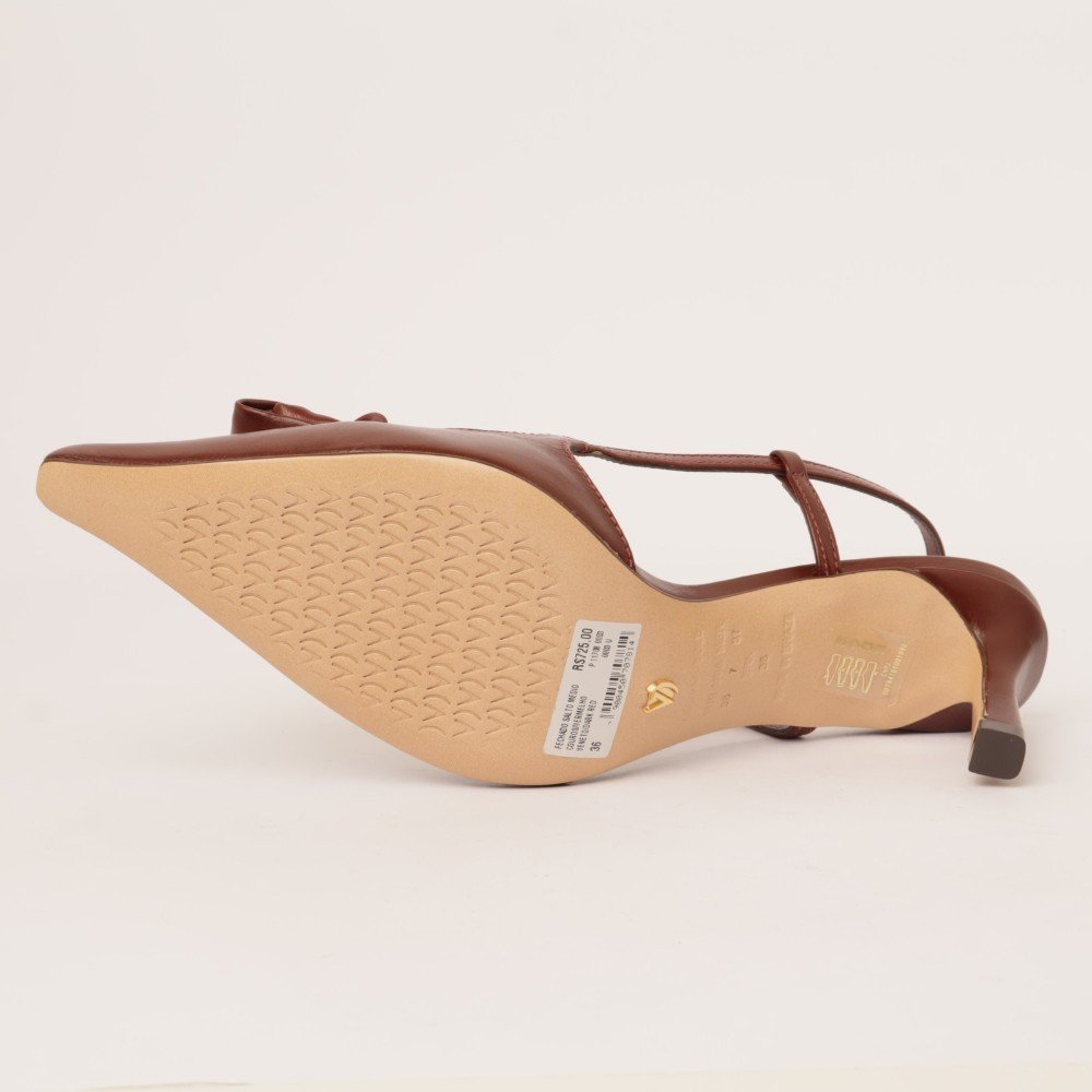 Scarpin Peep Toe Vicenza Bico Fino Salto Médio Couro Marrom 8