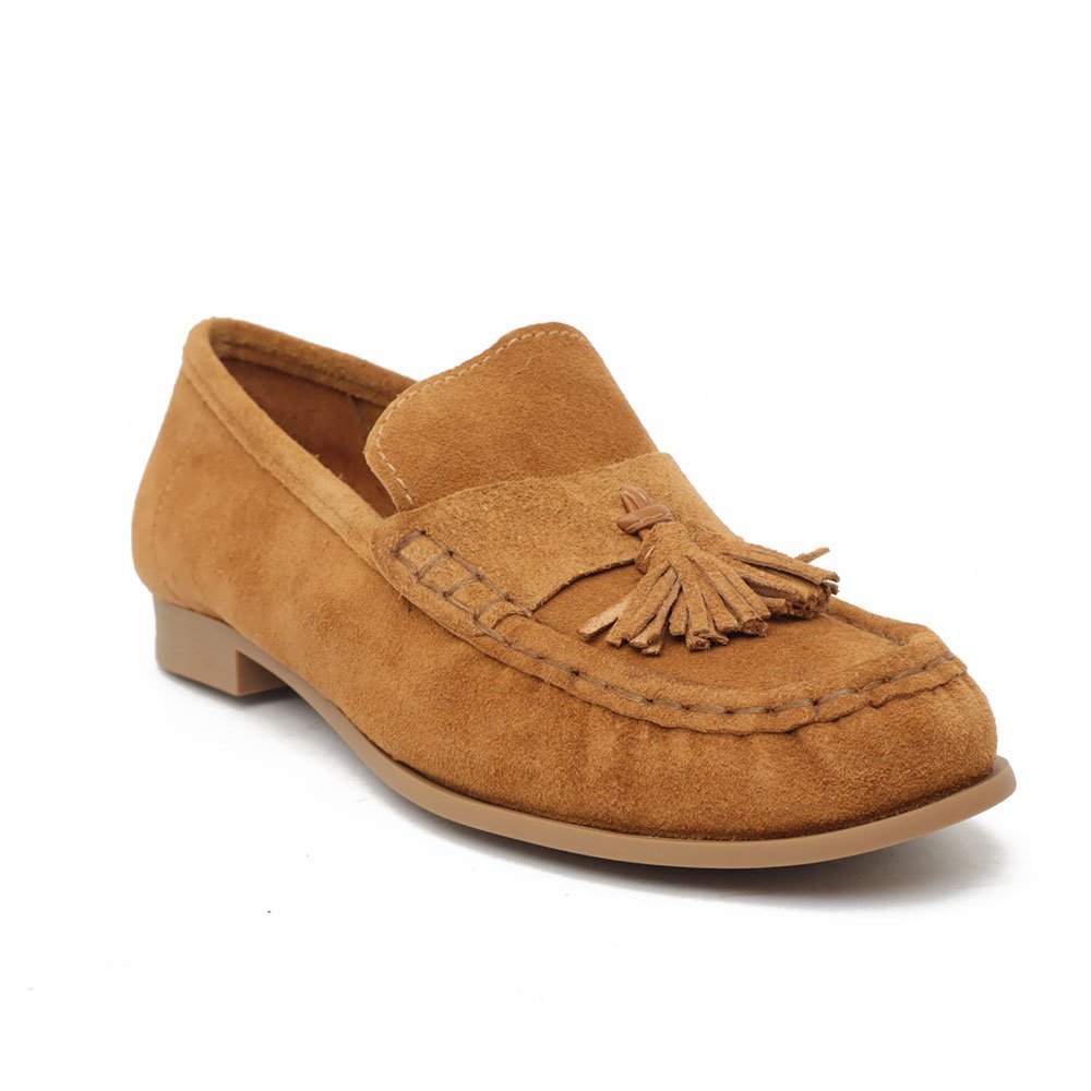 Mocassim Giulia Domna Nobuck Barbicacho Caramelo 2