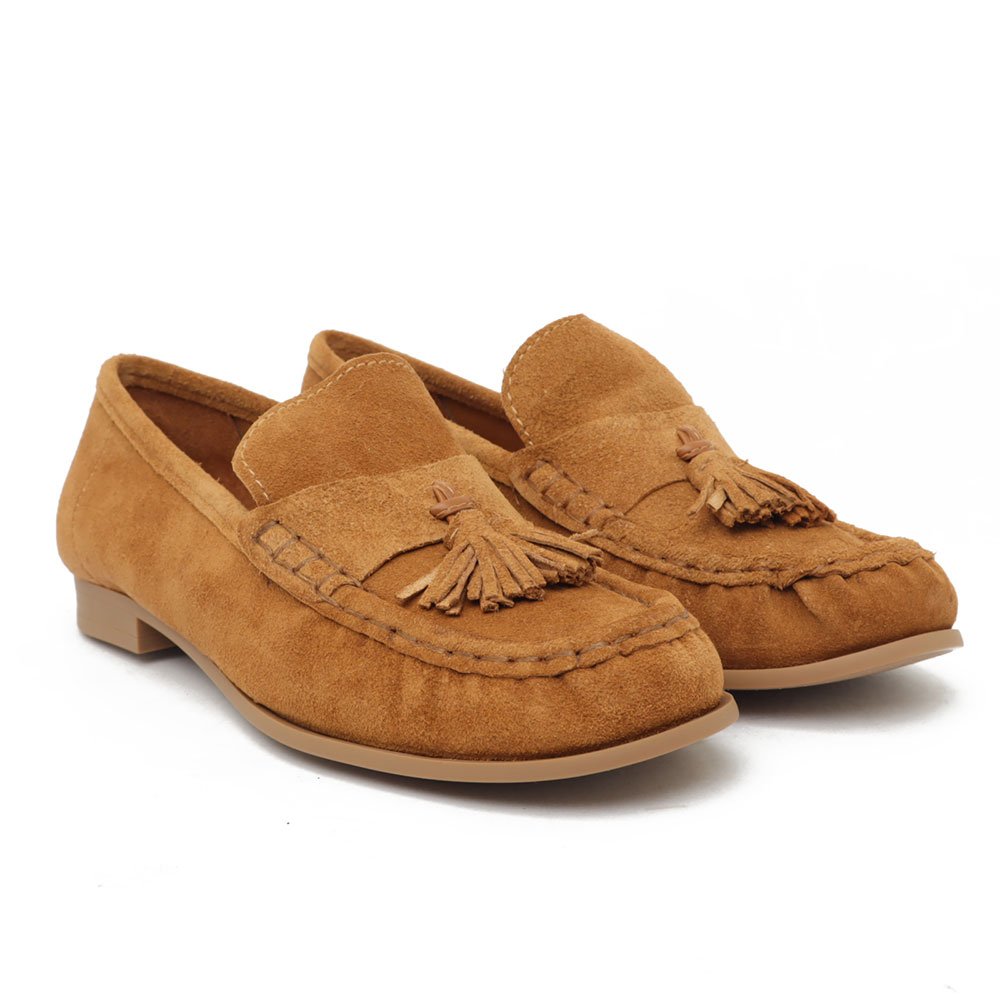 Mocassim Giulia Domna Nobuck Barbicacho Caramelo 3