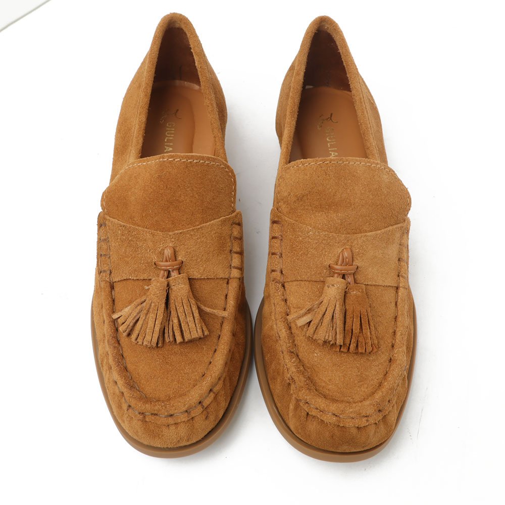 Mocassim Giulia Domna Nobuck Barbicacho Caramelo 5