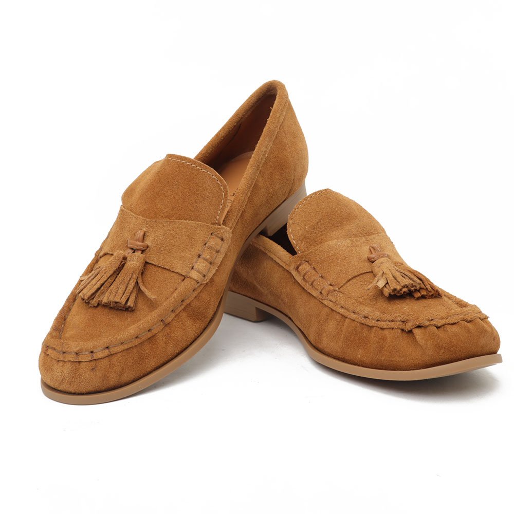 Mocassim Giulia Domna Nobuck Barbicacho Caramelo 7