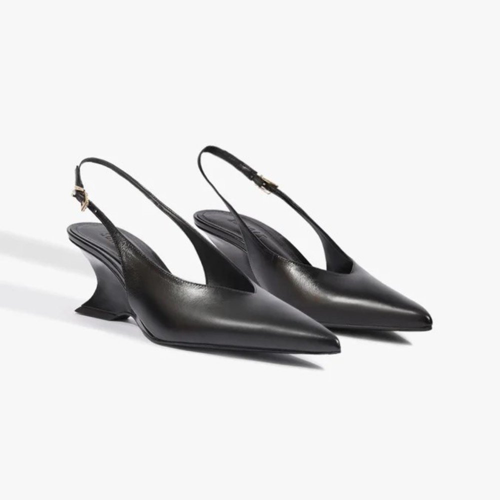 Slingback Schutz Siena Mid Buckle Couro Preto 2