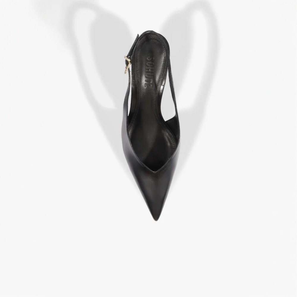 Slingback Schutz Siena Mid Buckle Couro Preto 4