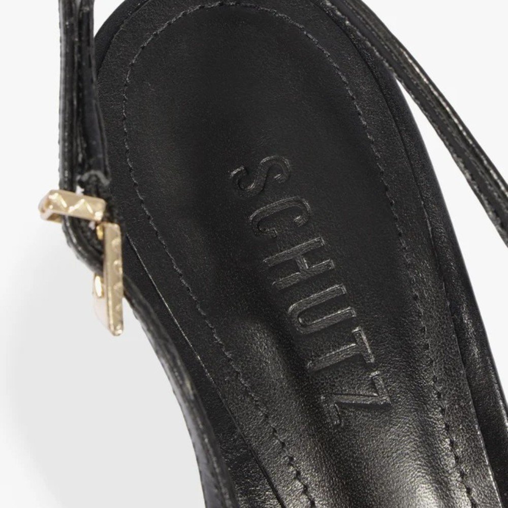Slingback Schutz Siena Mid Buckle Couro Preto 6