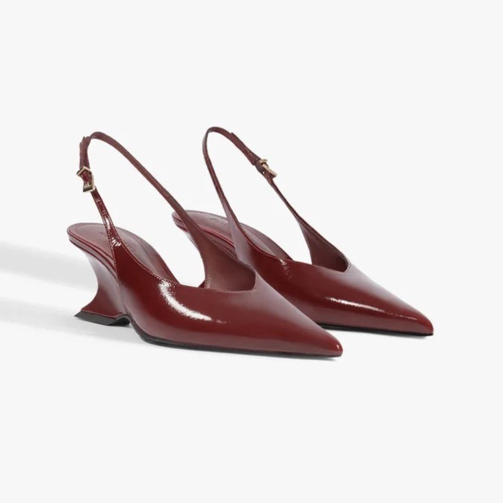 Slingback Schutz Siena Mid Buckle Couro Vinho 2