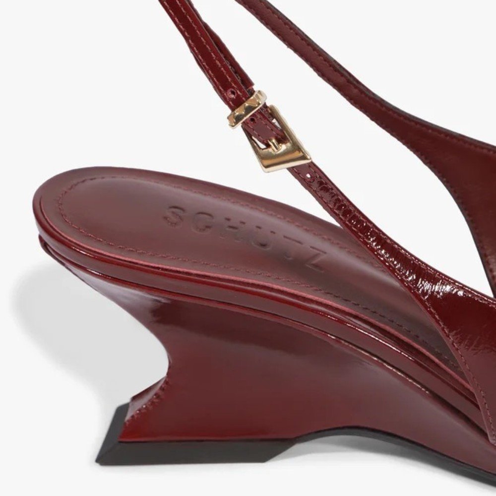 Slingback Schutz Siena Mid Buckle Couro Vinho 6