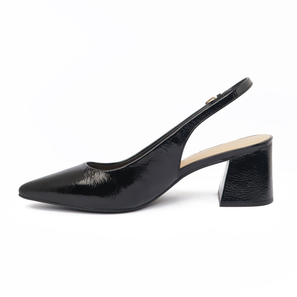 Slingback Cecconello Salto Bloco Médio Bico Fino Couro Preto 6