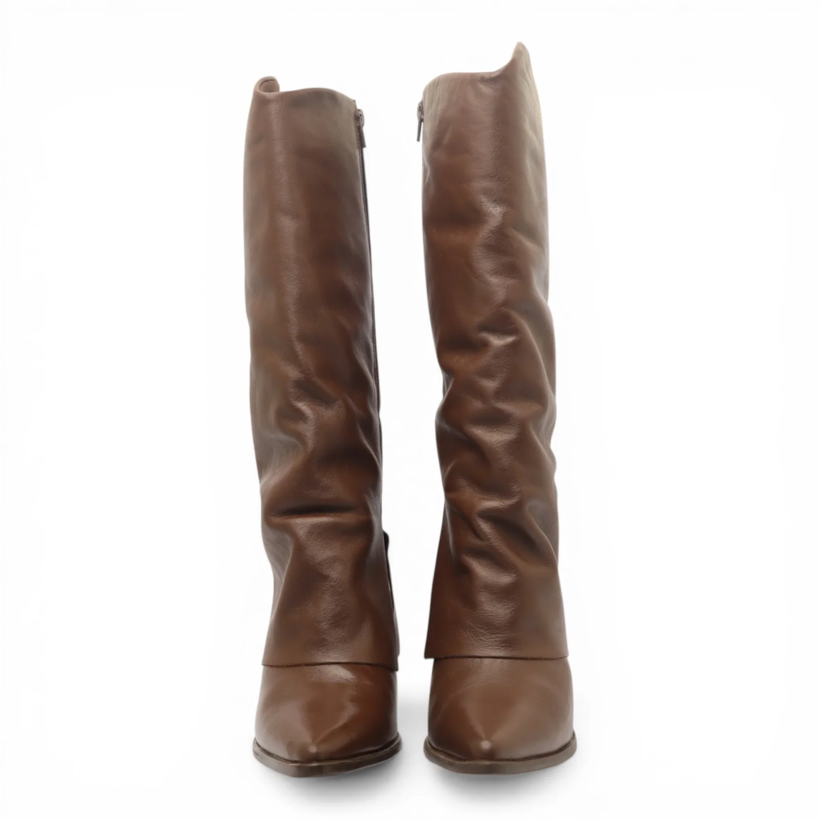 Bota Sapato Da Corte Salto Bloco Médio Cano Longo Pala Marrom 5