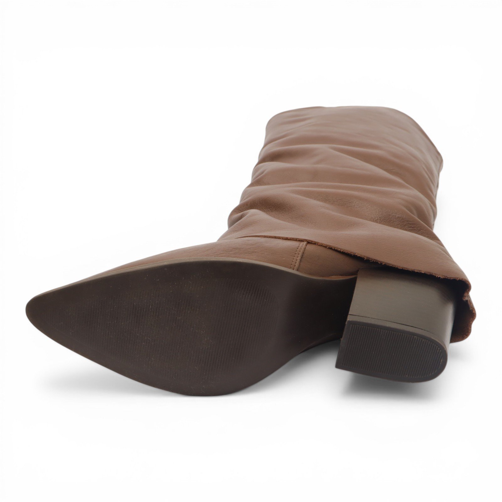 Bota Sapato Da Corte Salto Bloco Médio Cano Longo Pala Marrom 8