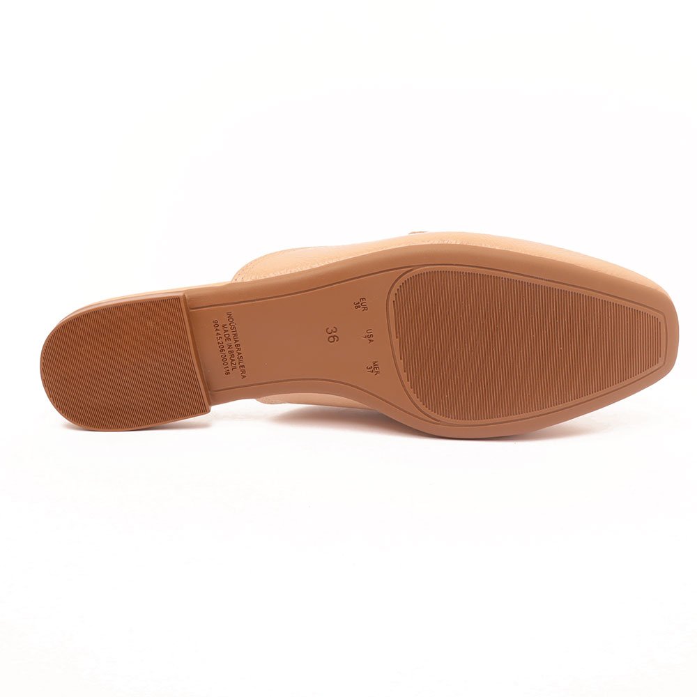 Mule Sapato da Corte Flat Mocassim Fivela Nude 8