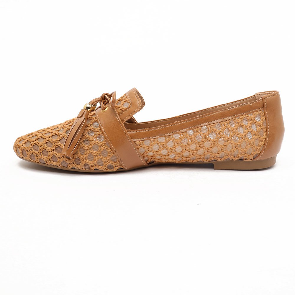 Mocassim Sapato Da Corte Tela Crochê Barbicachos Nude 6