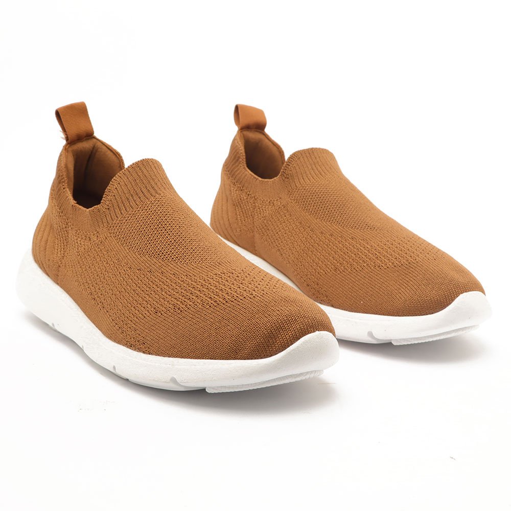 Tênis Feminino Sapato Da Corte Baixo Knit Caramelo 3