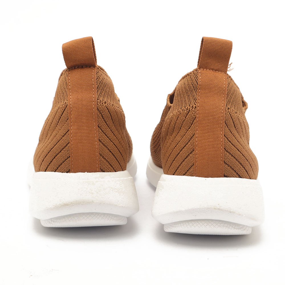 Tênis Feminino Sapato Da Corte Baixo Knit Caramelo 7
