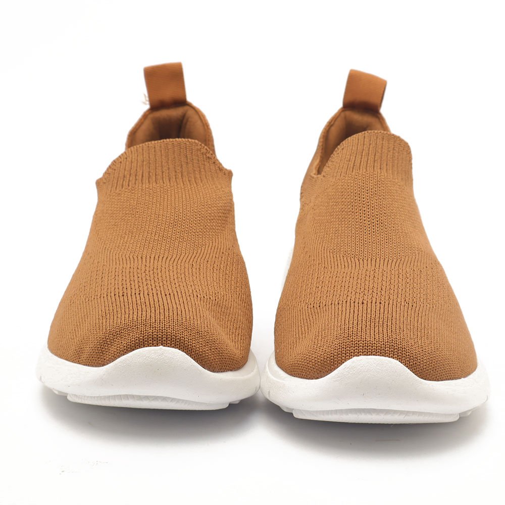 Tênis Feminino Sapato Da Corte Baixo Knit Caramelo 8