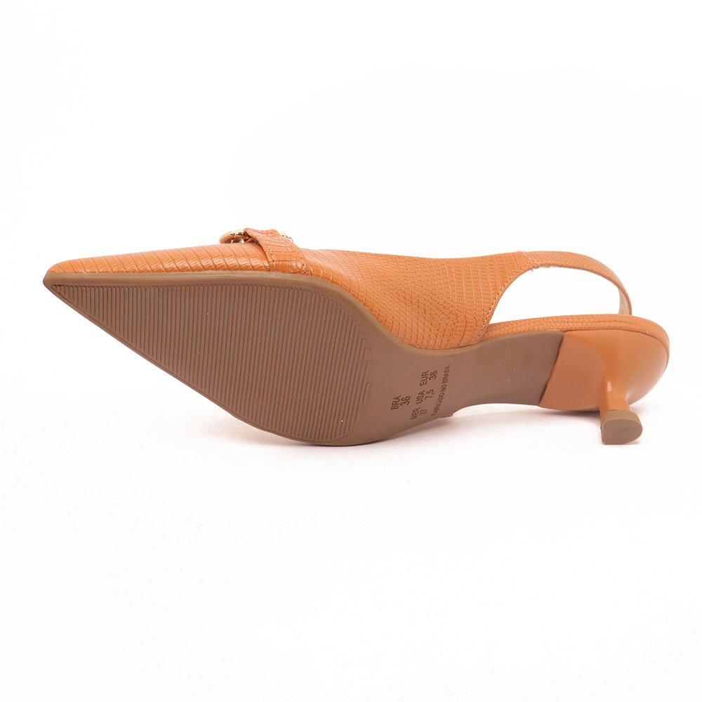 Slingback Sapato da Corte Salto Fino Baixo Fivela Caramelo 8