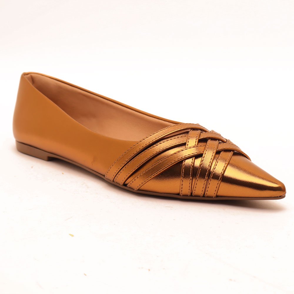 Sapatilha Sapato da Corte Bico Fino Pesponto Bronze 2