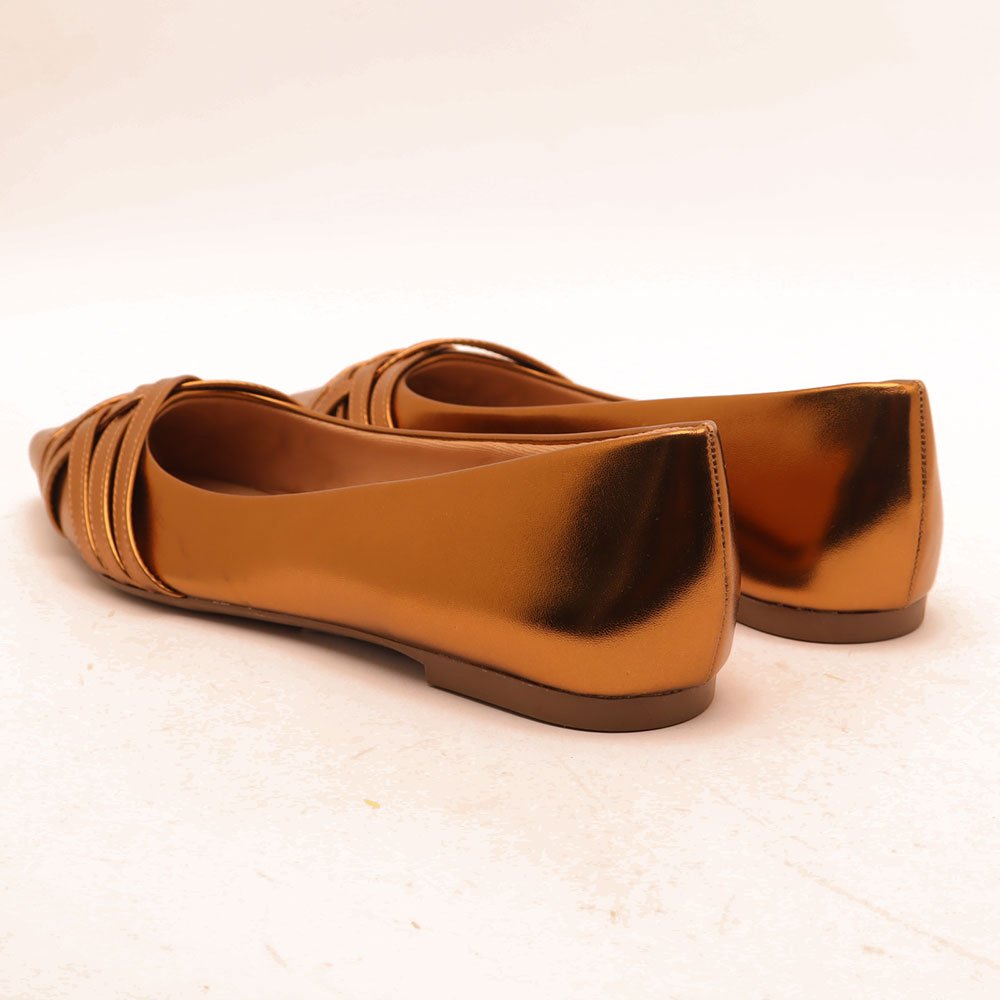 Sapatilha Sapato da Corte Bico Fino Pesponto Bronze 4