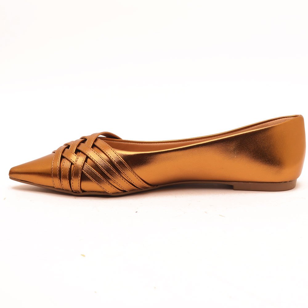 Sapatilha Sapato da Corte Bico Fino Pesponto Bronze 6