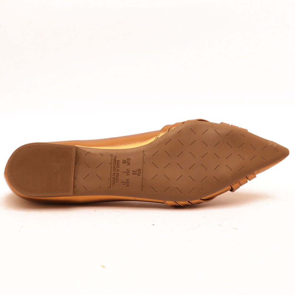 Sapatilha Sapato da Corte Bico Fino Pesponto Bronze 8
