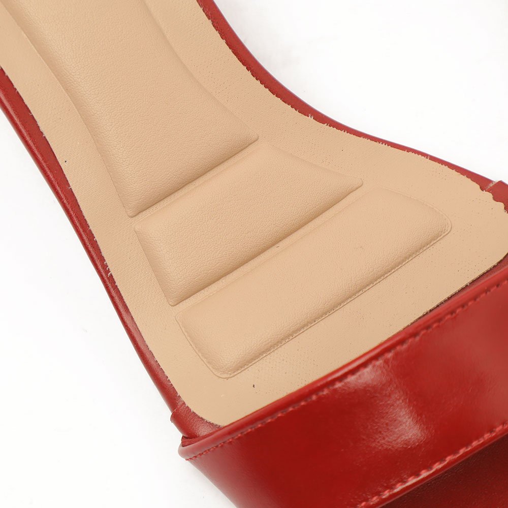 Sandália Feminina Sapato Da Corte Gisele Salto Baixo Cromado Vermelho 8