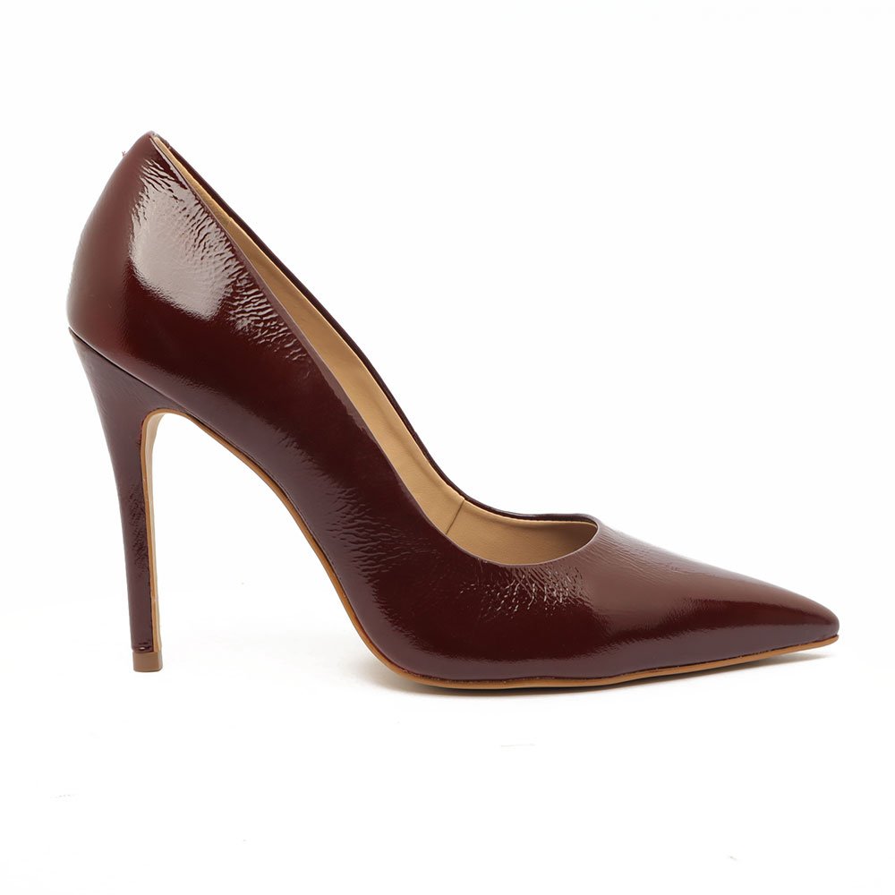 Scarpin Cecconello Couro Salto Fino Alto Bico Fico