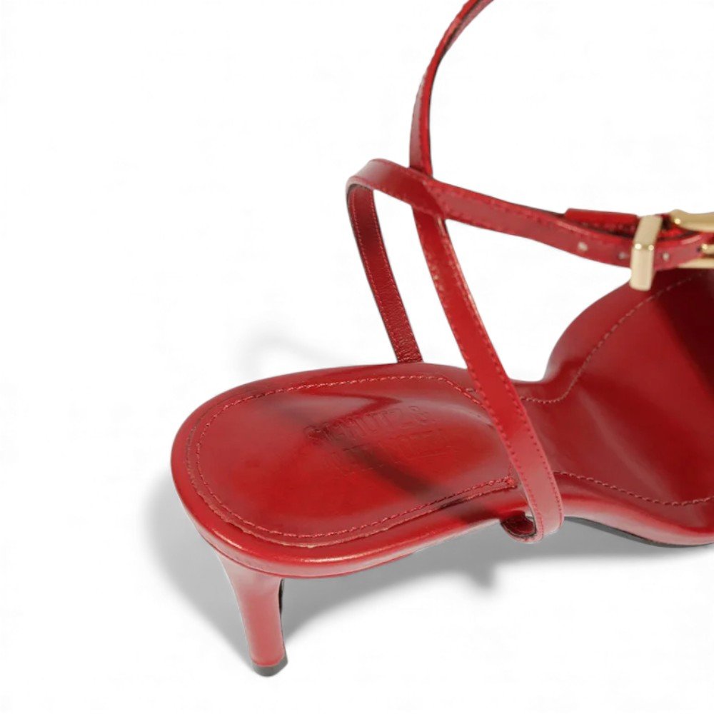 Sandália Feminina Schutz Stiletto Couro Vermelho 5