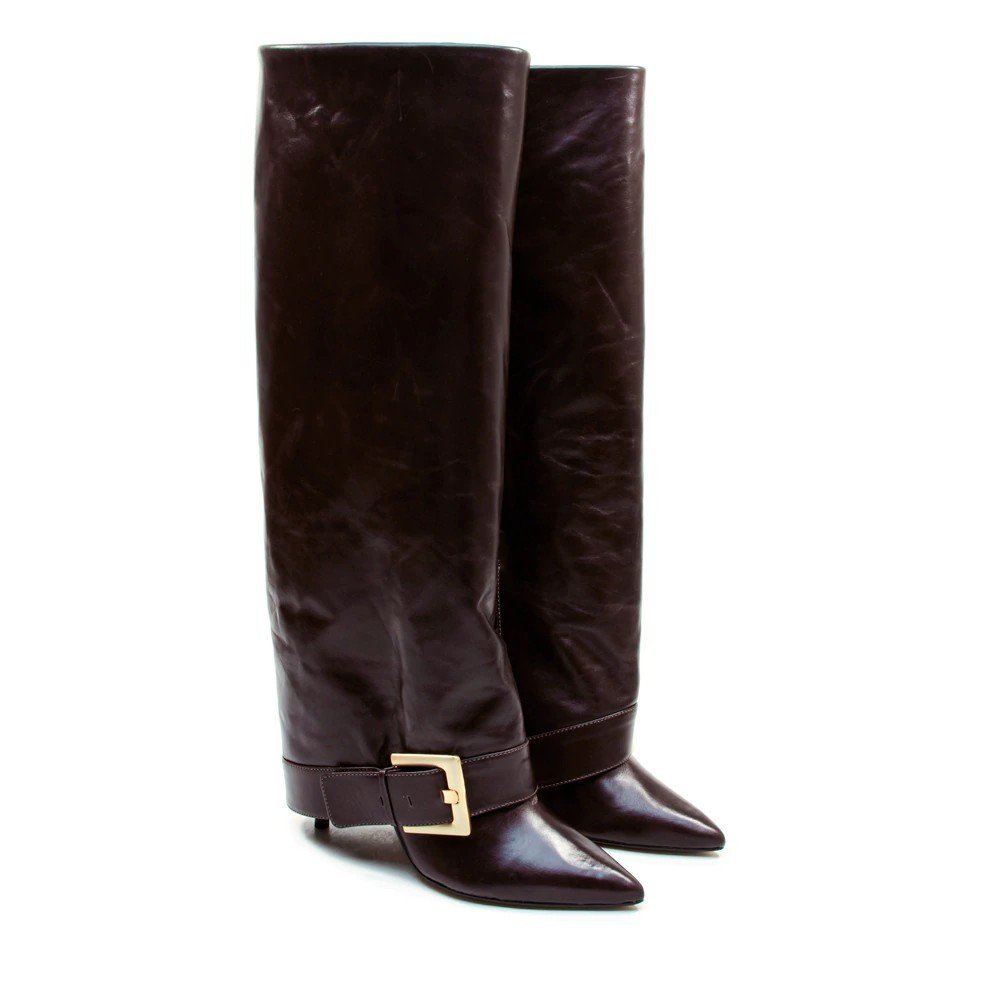 Bota Feminina Cecconello Couro Marrom Cano Longo Capa Marrom 3