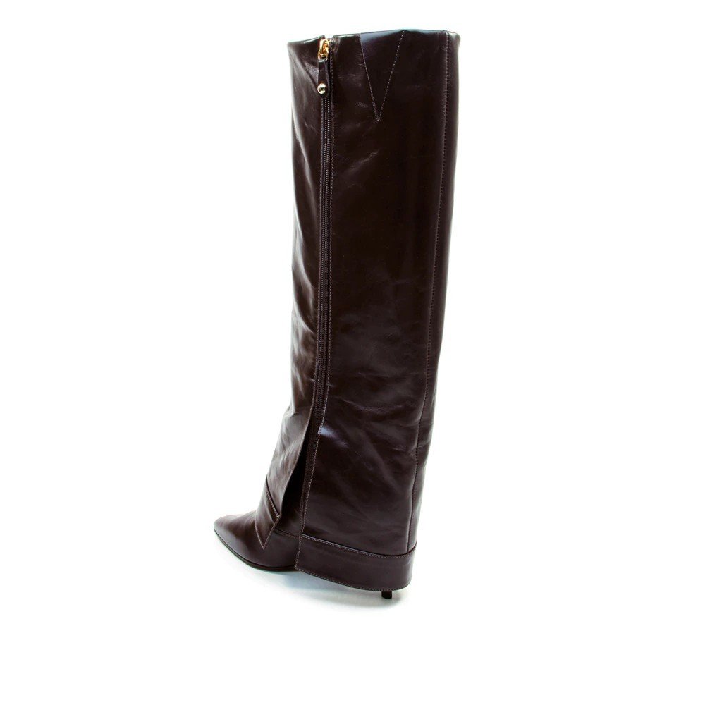 Bota Feminina Cecconello Couro Marrom Cano Longo Capa Marrom 5