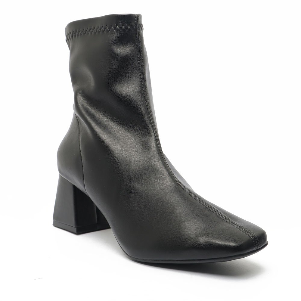 Bota Sapato Da Corte Salto Bloco Médio Cano Curto Strech Preto 2