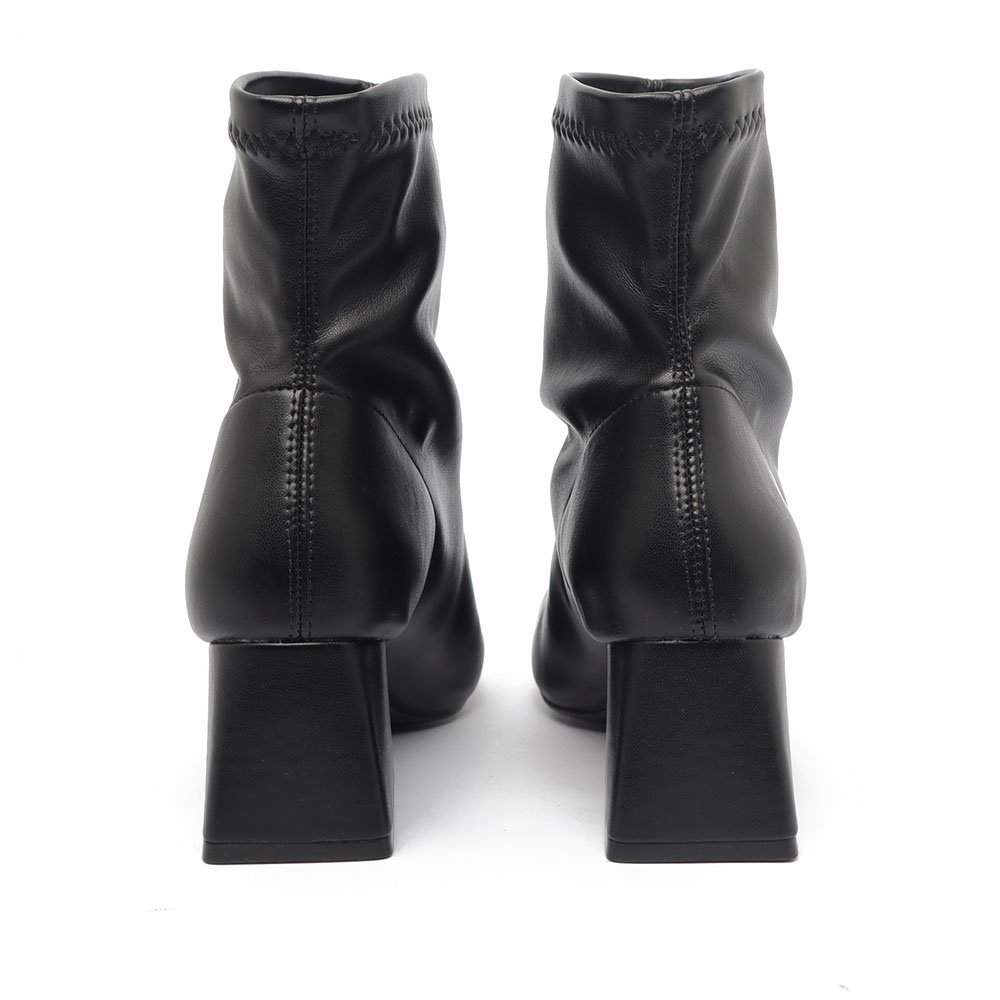 Bota Sapato Da Corte Salto Bloco Médio Cano Curto Strech Preto 5