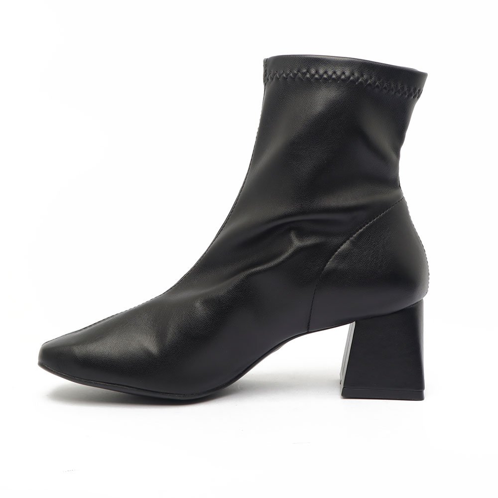 Bota Sapato Da Corte Salto Bloco Médio Cano Curto Strech Preto 6
