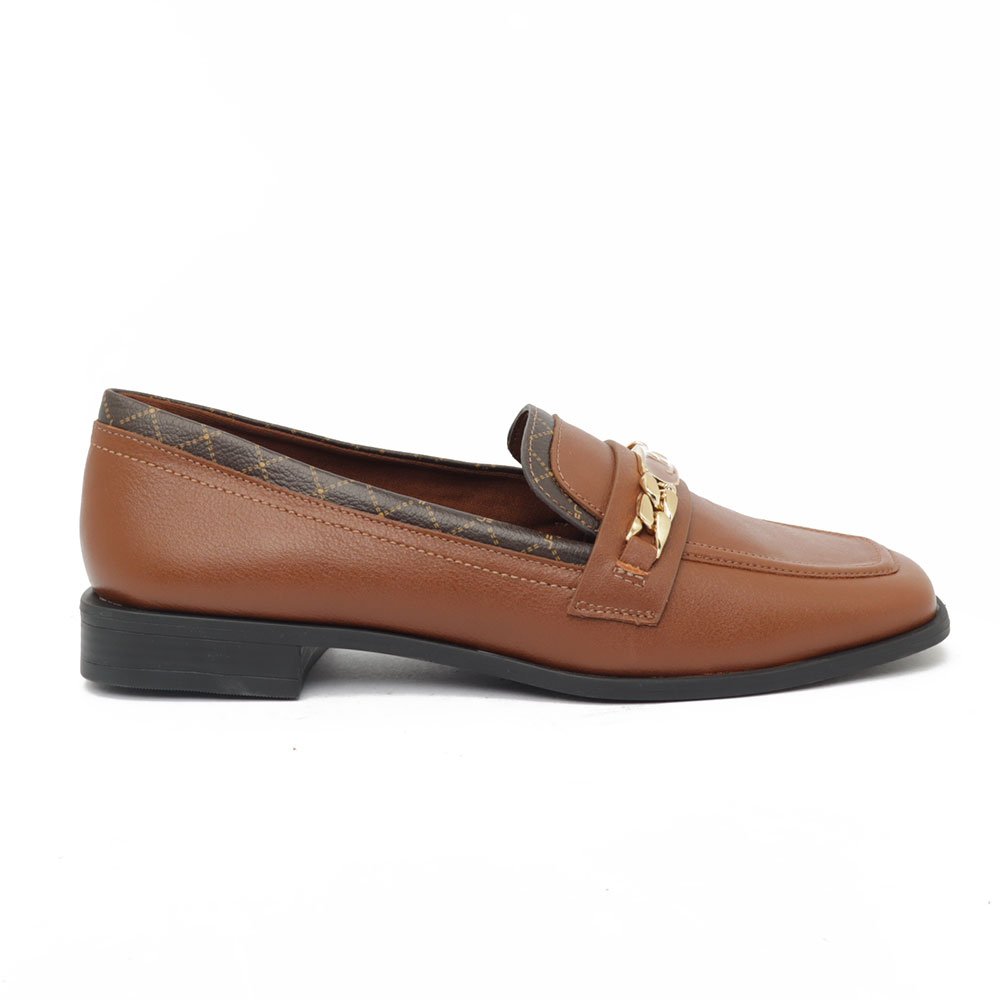 Mocassim Feminino Jorge Bischoff Couro Bico Quadrado Fivela Logo