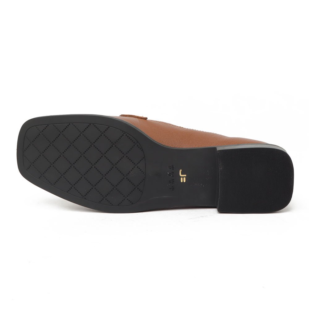 Mocassim Feminino Jorge Bischoff Couro Bico Quadrado Fivela Logo Marrom 9