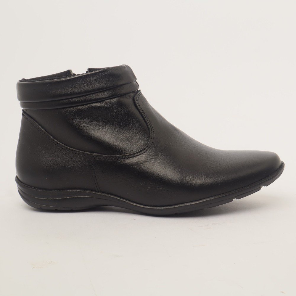 Bota Feminina Sapato Da Corte Flat Comfy Cano Baixo Couro