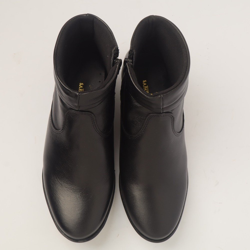 Bota Feminina Sapato Da Corte Flat Comfy Cano Baixo Couro Preto 5