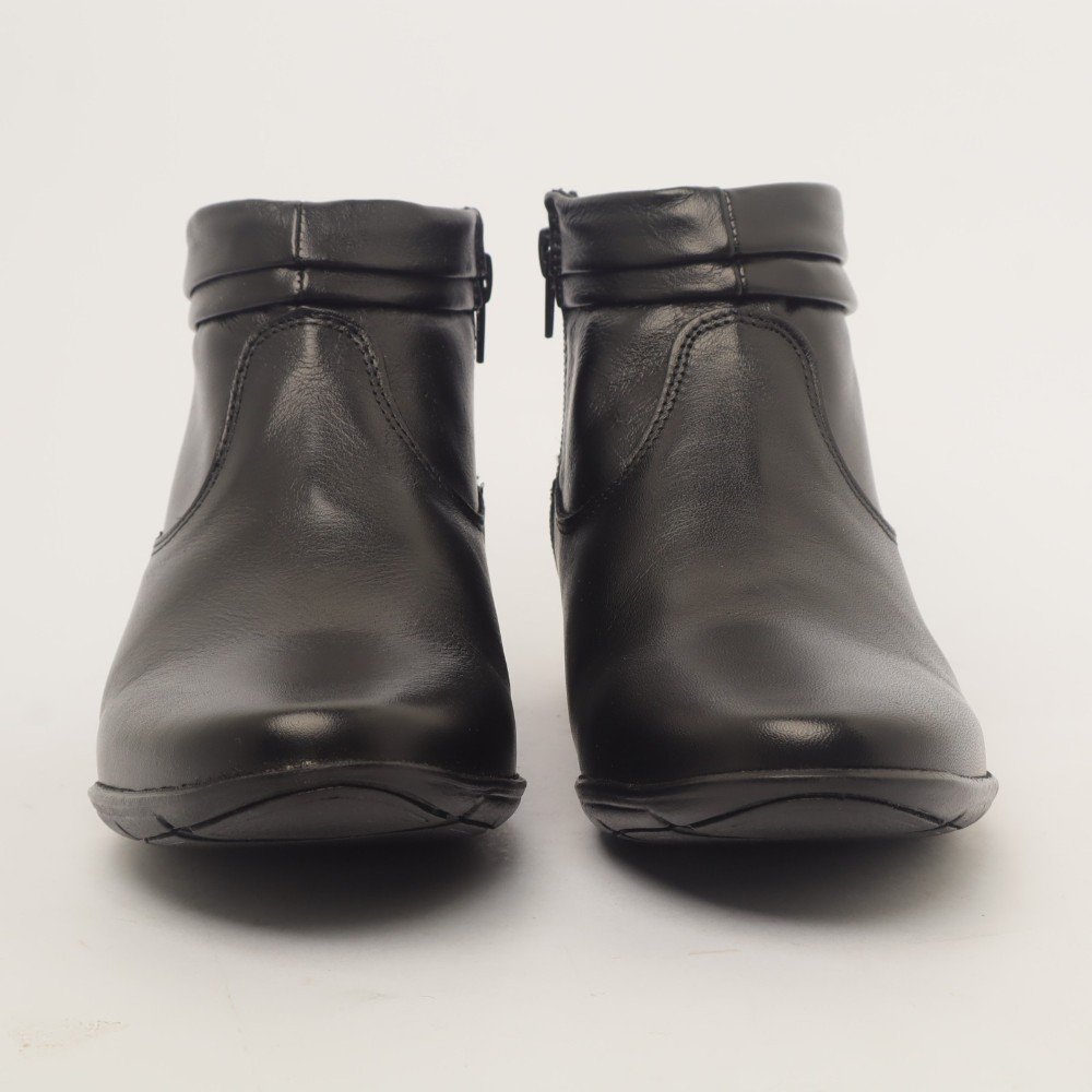Bota Feminina Sapato Da Corte Flat Comfy Cano Baixo Couro Preto 6