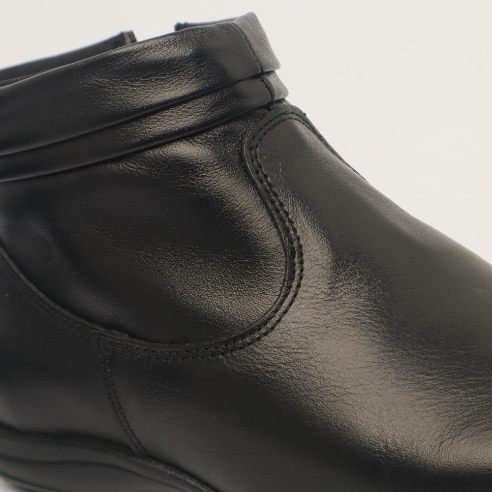 Bota Feminina Sapato Da Corte Flat Comfy Cano Baixo Couro Preto 8