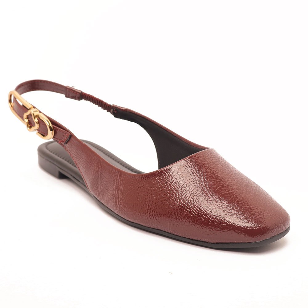 Sapatilha Sapato da Corte Slingback Bico Quadrado Vinho 2
