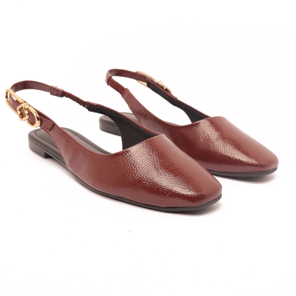 Sapatilha Sapato da Corte Slingback Bico Quadrado Vinho 3