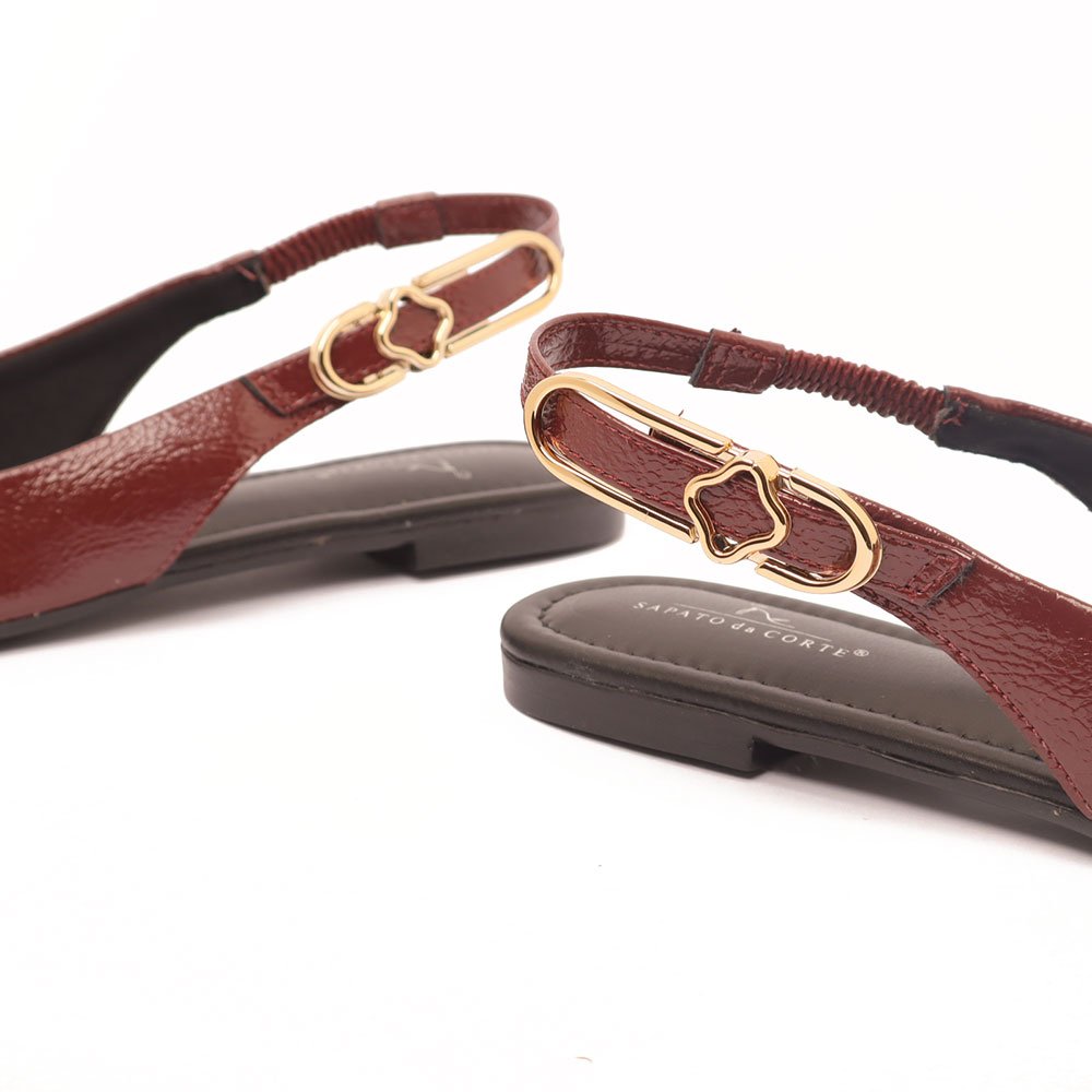 Sapatilha Sapato da Corte Slingback Bico Quadrado Vinho 5