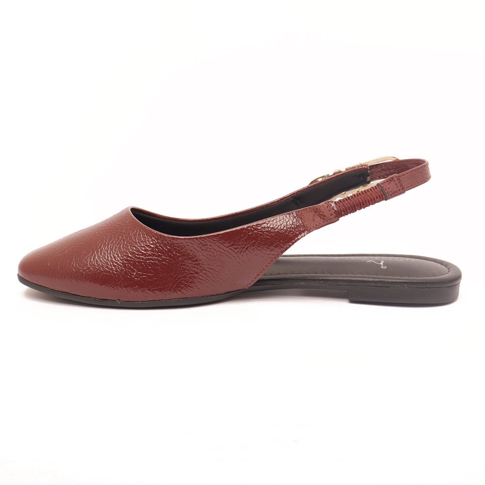 Sapatilha Sapato da Corte Slingback Bico Quadrado Vinho 6